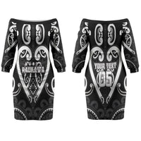 Custom Aotearoa Ngati Raukawa Couples Matching Off The Shoulder Long Sleeve Dress and Hawaiian Shirt Maori Tribal Pattern