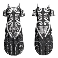 Custom Aotearoa Ngati Raukawa Family Matching Summer Maxi Dress and Hawaiian Shirt Maori Tribal Pattern LT05 Mom's Dress Black - Polynesian Pride
