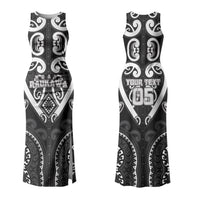 Custom Aotearoa Ngati Raukawa Family Matching Tank Maxi Dress and Hawaiian Shirt Maori Tribal Pattern LT05 Mom's Dress Black - Polynesian Pride