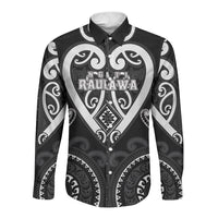 Custom Aotearoa Ngati Raukawa Long Sleeve Button Shirt Maori Tribal Pattern LT05 Unisex Black - Polynesian Pride