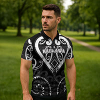 Custom Aotearoa Ngati Raukawa Zipper Polo Shirt Maori Tribal Pattern LT05 - Polynesian Pride