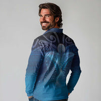 Polynesia Manta Ray Long Sleeve Polo Shirt Let's The Sea Set You Free - Polynesian Pride