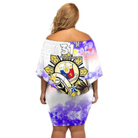 Filipino American History Month Off Shoulder Short Dress The Eight-Rayed Sun Flags With Bald Eagle LT05 - Polynesian Pride