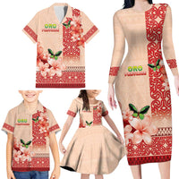 Papua New Guinea Oro Province Family Matching Long Sleeve Bodycon Dress and Hawaiian Shirt Oro Birdwing Butterfly LT05 - Polynesian Pride