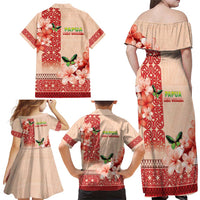 Papua New Guinea Oro Province Family Matching Off Shoulder Maxi Dress and Hawaiian Shirt Oro Birdwing Butterfly LT05 - Polynesian Pride