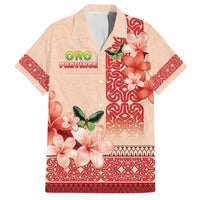 Papua New Guinea Oro Province Family Matching Off Shoulder Maxi Dress and Hawaiian Shirt Oro Birdwing Butterfly LT05 Dad's Shirt - Short Sleeve Beige - Polynesian Pride