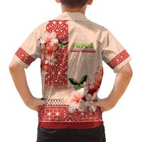 Papua New Guinea Oro Province Family Matching Short Sleeve Bodycon Dress and Hawaiian Shirt Oro Birdwing Butterfly