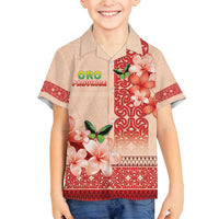 Papua New Guinea Oro Province Family Matching Tank Maxi Dress and Hawaiian Shirt Oro Birdwing Butterfly LT05 Son's Shirt Beige - Polynesian Pride