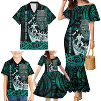 Personalised New Zealand Waka Racing Family Matching Mermaid Dress and Hawaiian Shirt Maori Warriors LT05 - Polynesian Pride