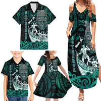 Personalised New Zealand Waka Racing Family Matching Summer Maxi Dress and Hawaiian Shirt Maori Warriors LT05 - Polynesian Pride