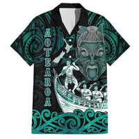 Personalised New Zealand Waka Racing Family Matching Summer Maxi Dress and Hawaiian Shirt Maori Warriors LT05 Dad's Shirt - Short Sleeve Green - Polynesian Pride