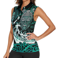 Personalised New Zealand Waka Racing Women Sleeveless Polo Shirt Maori Warriors