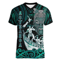 Personalised New Zealand Waka Racing Women V-Neck T-Shirt Maori Warriors