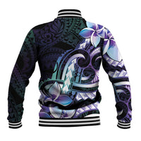 Polynesian Art Tattoo Baseball Jacket Plumeria Flowers Turquoise Gradient