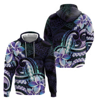 Polynesian Art Tattoo Hoodie Plumeria Flowers Turquoise Gradient