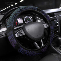Polynesian Art Tattoo Steering Wheel Cover Plumeria Flowers Turquoise Gradient