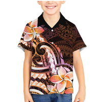Polynesian Art Tattoo Family Matching Mermaid Dress and Hawaiian Shirt Plumeria Flowers Peach Gradient LT05 Son's Shirt Peach - Polynesian Pride