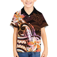 Polynesian Art Tattoo Family Matching Short Sleeve Bodycon Dress and Hawaiian Shirt Plumeria Flowers Peach Gradient LT05 Son's Shirt Peach - Polynesian Pride