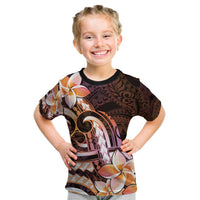 Polynesian Art Tattoo Kid T Shirt Plumeria Flowers Peach Gradient