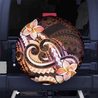 Polynesian Art Tattoo Spare Tire Cover Plumeria Flowers Peach Gradient LT05 No hole Peach - Polynesian Pride