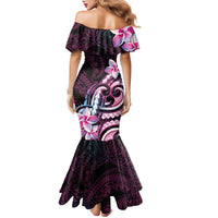 Polynesian Art Tattoo Family Matching Mermaid Dress and Hawaiian Shirt Plumeria Flowers Pink Gradient LT05 - Polynesian Pride