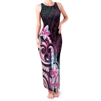 Polynesian Art Tattoo Family Matching Tank Maxi Dress and Hawaiian Shirt Plumeria Flowers Pink Gradient LT05 Mom's Dress Pink - Polynesian Pride