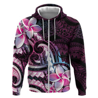 Polynesian Art Tattoo Hoodie Plumeria Flowers Pink Gradient
