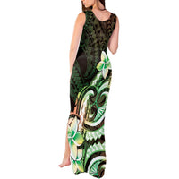 Polynesian Art Tattoo Tank Maxi Dress Plumeria Flowers Green Gradient LT05 - Polynesian Pride