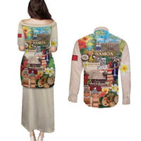Samoa Culture Couples Matching Puletasi and Long Sleeve Button Shirt Embracing The Spirit