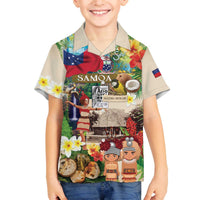 Samoa Culture Family Matching Off The Shoulder Long Sleeve Dress and Hawaiian Shirt Embracing The Spirit LT05 Son's Shirt Beige - Polynesian Pride