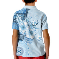 Hawaii Tapa Pattern With Blue Hibiscus Kid Polo Shirt