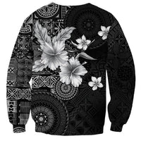 Hawaii Tapa Pattern With Black Hibiscus Sweatshirt