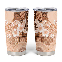 Hawaii Tapa Pattern With Brown Hibiscus Tumbler Cup