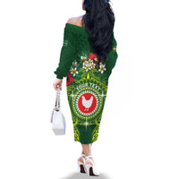 Personalized American Samoa Manua Cession Day Family Matching Off The Shoulder Long Sleeve Dress and Hawaiian Shirt Up Up The Moa LT05 - Polynesian Pride