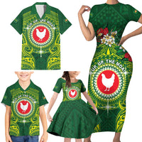Personalized American Samoa Manua Cession Day Family Matching Short Sleeve Bodycon Dress and Hawaiian Shirt Up Up The Moa LT05 - Polynesian Pride