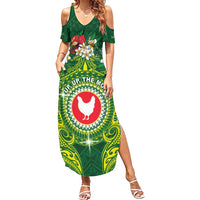 Personalized American Samoa Manua Cession Day Family Matching Summer Maxi Dress and Hawaiian Shirt Up Up The Moa
