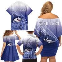 Personalized Samoana High School Family Matching Off Shoulder Short Dress and Hawaiian Shirt Polynesian Tribal Shark LT05 - Polynesian Pride