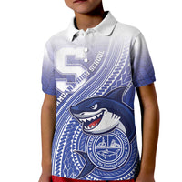 Personalized Samoana High School Kid Polo Shirt Polynesian Tribal Shark