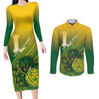 Personalized Leone High School Couples Matching Long Sleeve Bodycon Dress and Long Sleeve Button Shirt Leone Lion