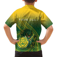 Personalized Leone High School Family Matching Short Sleeve Bodycon Dress and Hawaiian Shirt Leone Lion