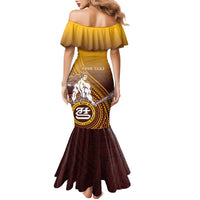Personalized Tafuna High School Family Matching Mermaid Dress and Hawaiian Shirt Polynesian Warrior