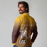 Personalized Tafuna High School Long Sleeve Polo Shirt Polynesian Warrior