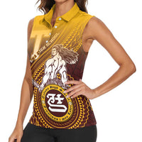 Personalized Tafuna High School Women Sleeveless Polo Shirt Polynesian Warrior