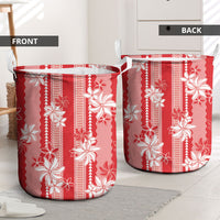Hawaii Kakau Tribal Laundry Basket With Red Tiare