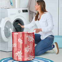 Hawaii Kakau Tribal Laundry Basket With Red Tiare