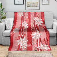 Hawaii Kakau Tribal Blanket With Red Tiare