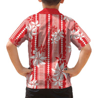 Hawaii Kakau Tribal Family Matching Mermaid Dress and Hawaiian Shirt With Red Tiare LT05 - Polynesian Pride
