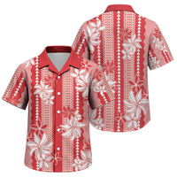 Hawaii Kakau Tribal Family Matching Puletasi and Hawaiian Shirt With Red Tiare LT05 Son's Shirt Red - Polynesian Pride