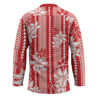 Hawaii Kakau Tribal Hockey Jersey With Red Tiare