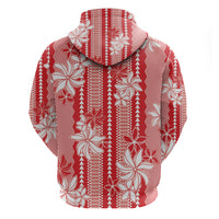 Hawaii Kakau Tribal Hoodie With Red Tiare LT05 - Polynesian Pride